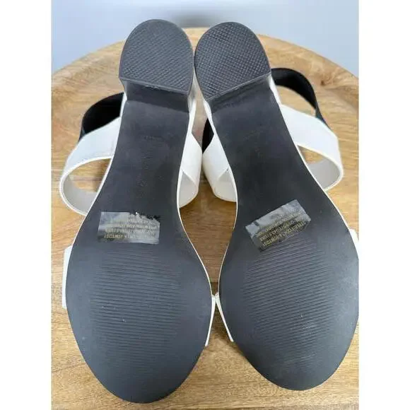 French Connection Women's Dakota Block Heel Sandals White/Black Size 9.5 NWB - Picture 3 of 14
